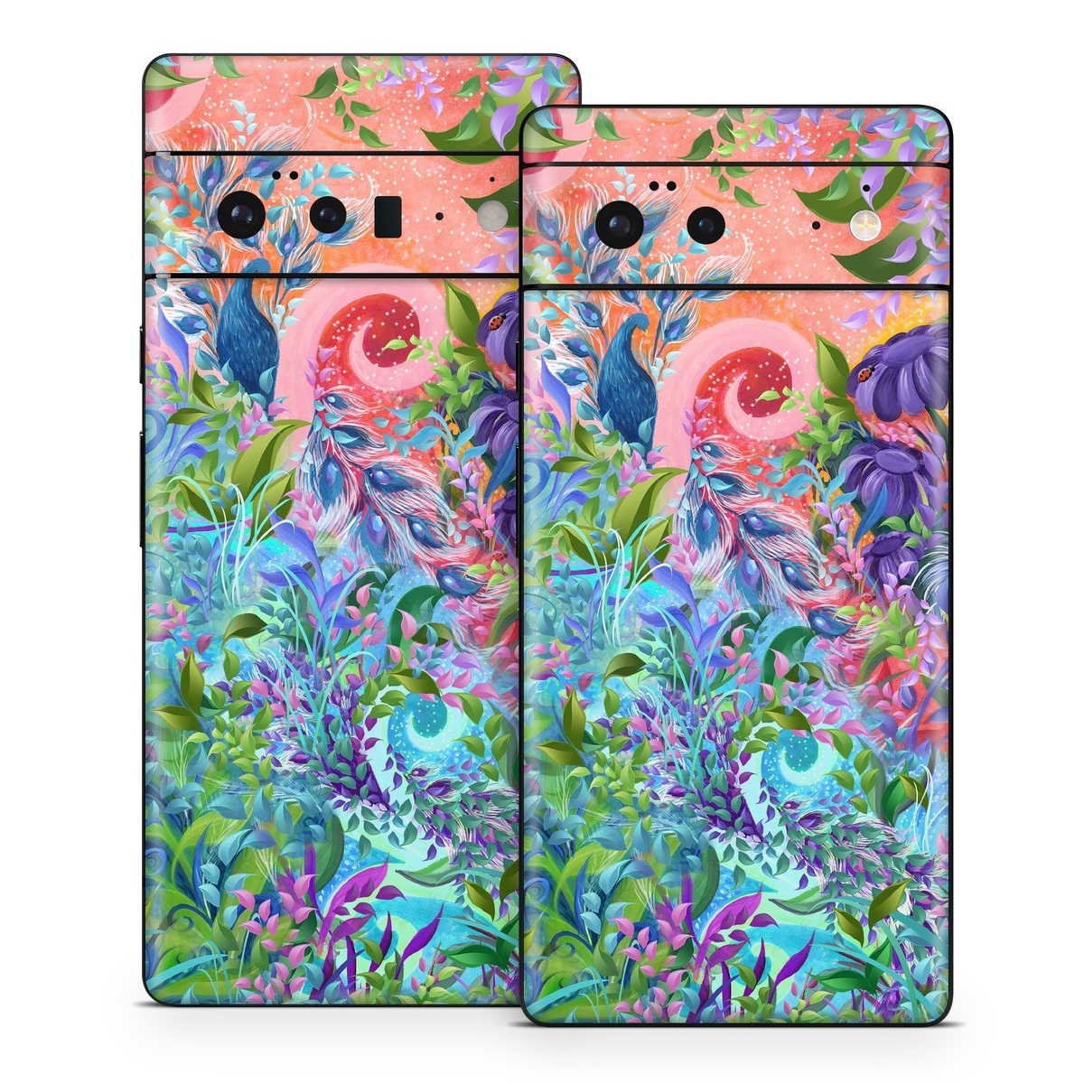 Google Pixel 6 Series Skin design of Psychedelic art, Painting, Art, Acrylic paint, Pattern, Modern art, Visual arts, Textile, Design, Organism, with gray, blue, green, pink colors