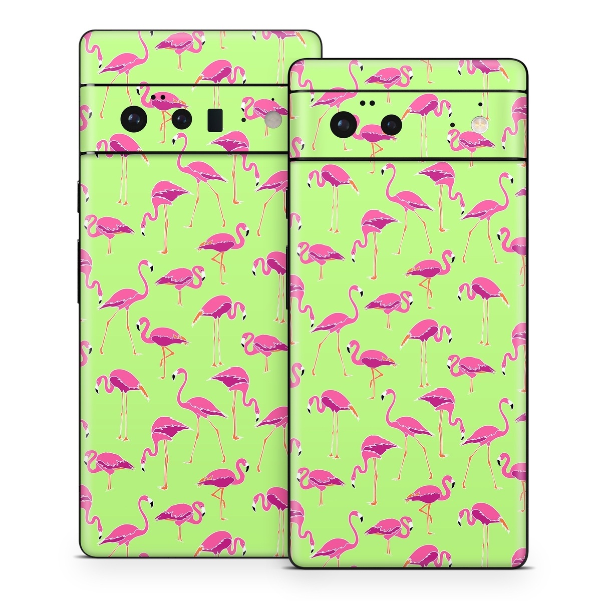 Google Pixel 6 Series Skin design of Pink, Green, Red, Pattern, Wrapping paper, Textile, Design, Flamingo, Line, with pink, green colors