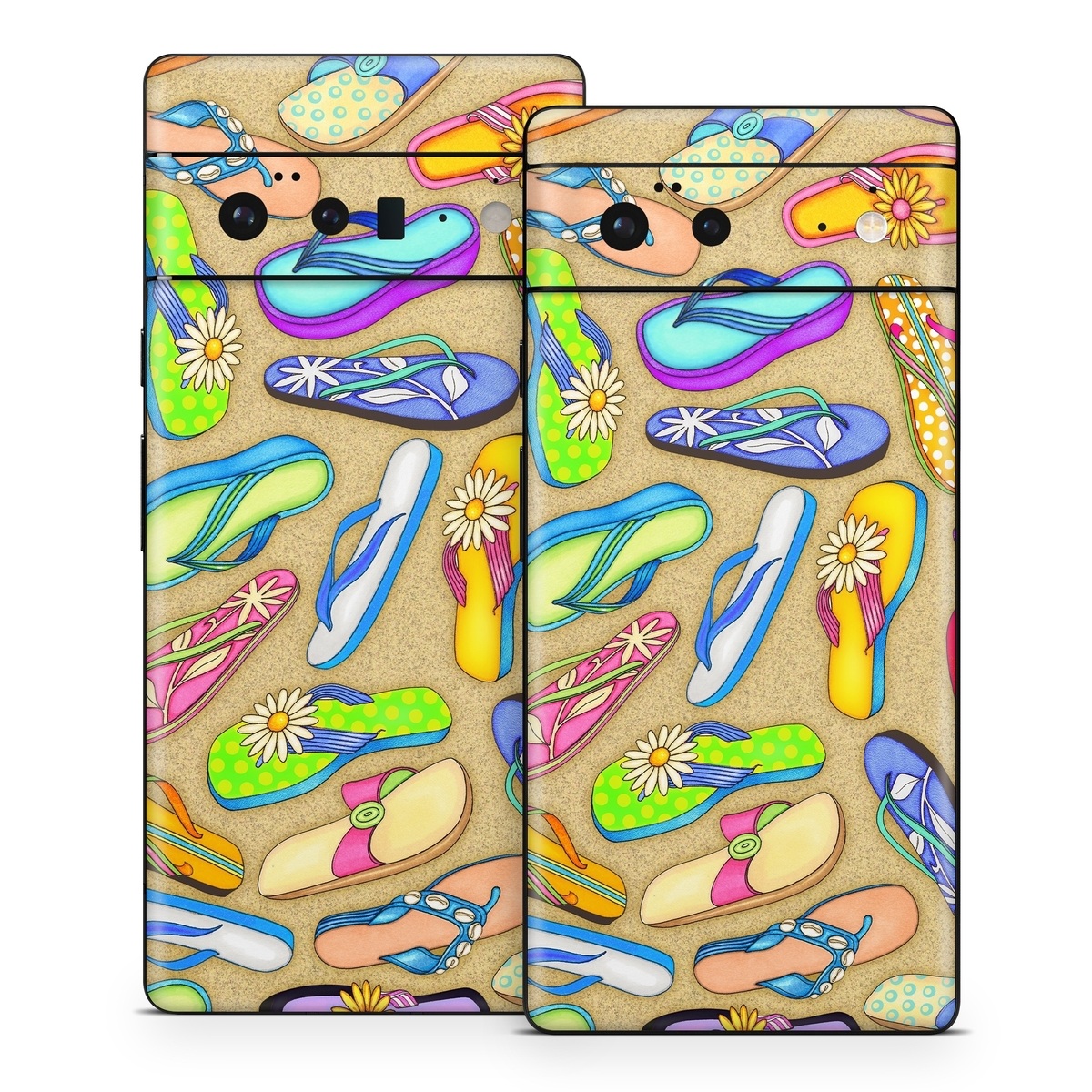 Google Pixel 6 Series Skin design of Pattern, Design, Visual arts, Footwear, Art, with gray, green, blue, pink, purple, orange colors