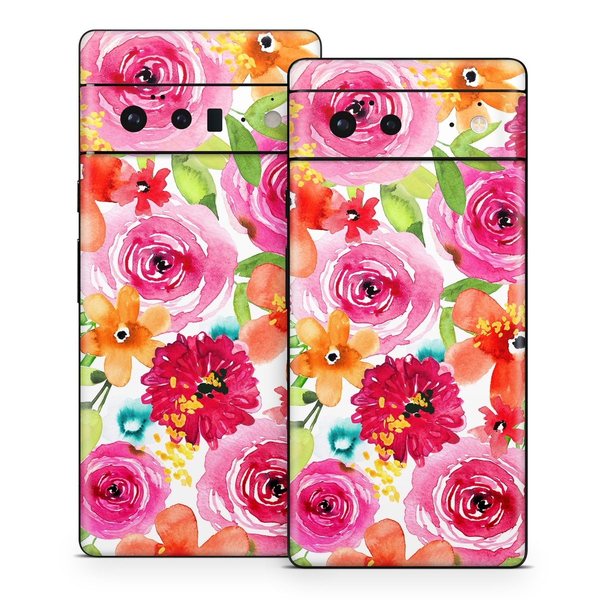 Google Pixel 6 Series Skin design of Flower, Cut flowers, Floral design, Plant, Pink, Bouquet, Petal, Flower Arranging, Artificial flower, Clip art, with pink, red, green, orange, yellow, blue, white colors