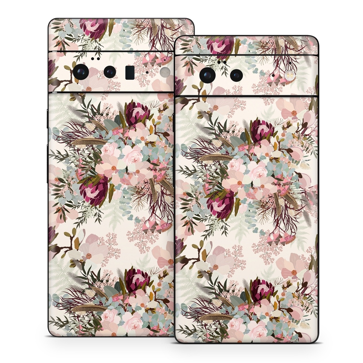 Google Pixel 6 Series Skin design of Pink, Pattern, Lilac, Flower, Plant, Petal, Floral design, Textile, Design, Blossom, with white, red, pink, blue, brown colors