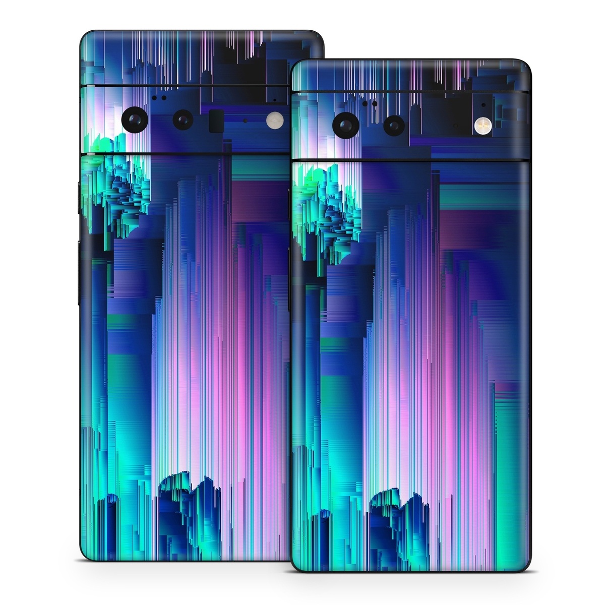 Google Pixel 6 Series Skin design of Blue, Green, Light, Colorfulness, with blue, purple, pink, white colors
