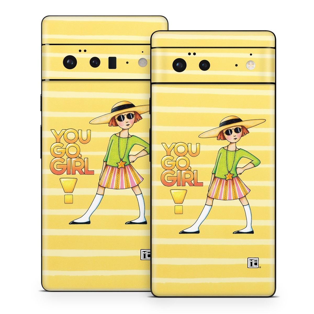 Google Pixel 6 Series Skin design of Cartoon, Illustration, Clip art, Art, with orange, pink, yellow, green, gray, black colors