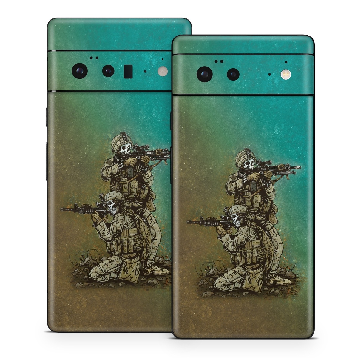 Google Pixel 6 Series Skin design of Art, Sculpture, Landscape, Illustration, Visual arts, Wood, Drawing, Fictional character, Soil, Circle, with blue, green, white, gray, brown colors