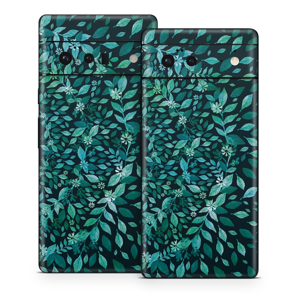 Google Pixel 6 Series Skin design of Green, Aqua, Organism, Turquoise, Natural environment, Teal, Marine biology, Water, Leaf, Plant, with black, green, white colors