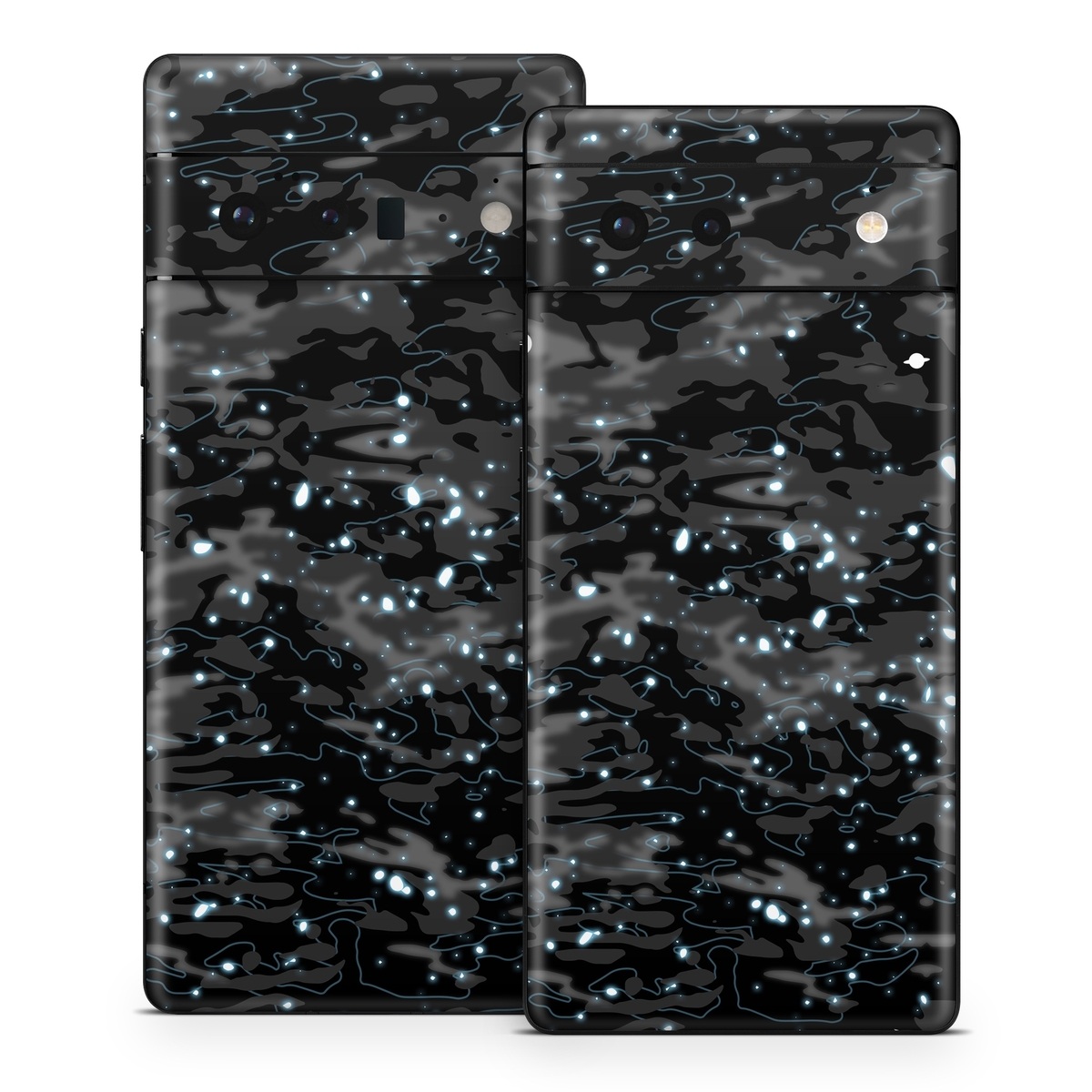 Google Pixel 6 Series Skin design of Black, Water, Space, Black-and-white, Granite, with blue, white, gray, blue colors