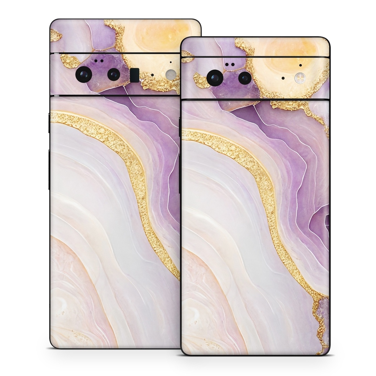 Google Pixel 6 Series Skin design of Purple, Dishware, Violet, Art, Pattern, Serveware, Painting, Metal, Circle, Ceiling, with purple, white, yellow, orange colors