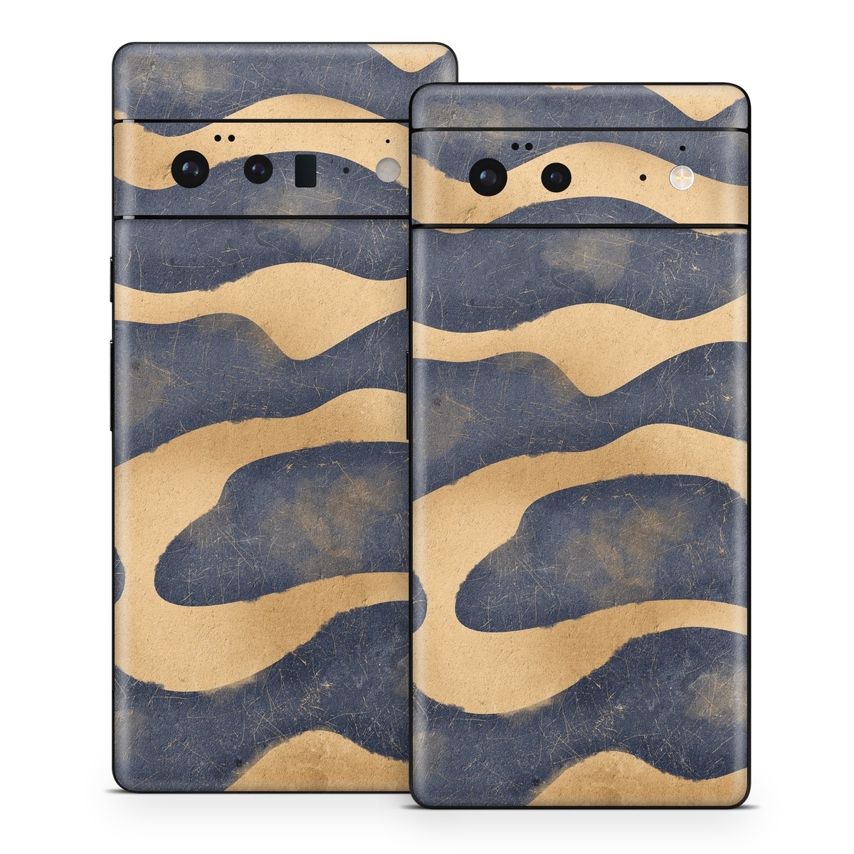 Google Pixel 6 Series Skin design of Art, Painting, Pattern, Font, Landscape, Dune, Illustration, Aeolian landform, Sand, Visual arts, with blue, brown colors