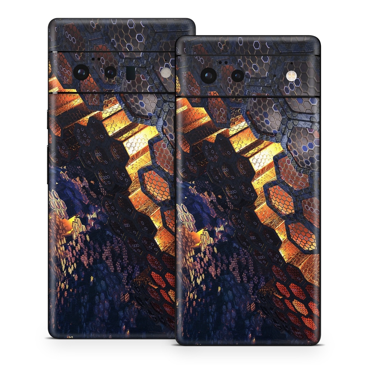 Google Pixel 6 Series Skin design of Geological phenomenon, Sky, Water, Cobblestone, Rock, Reflection, Colorfulness, World, Art, with black, red, green colors