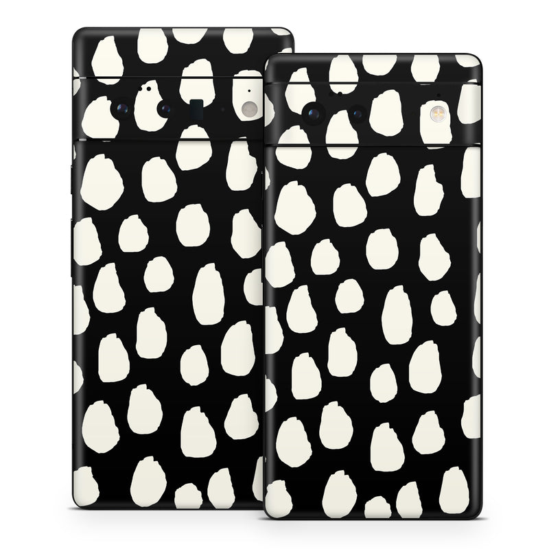 Google Pixel 6 Series Skin design of White, Black and white, Monochrome, Pattern, Polka dot, with black, white colors