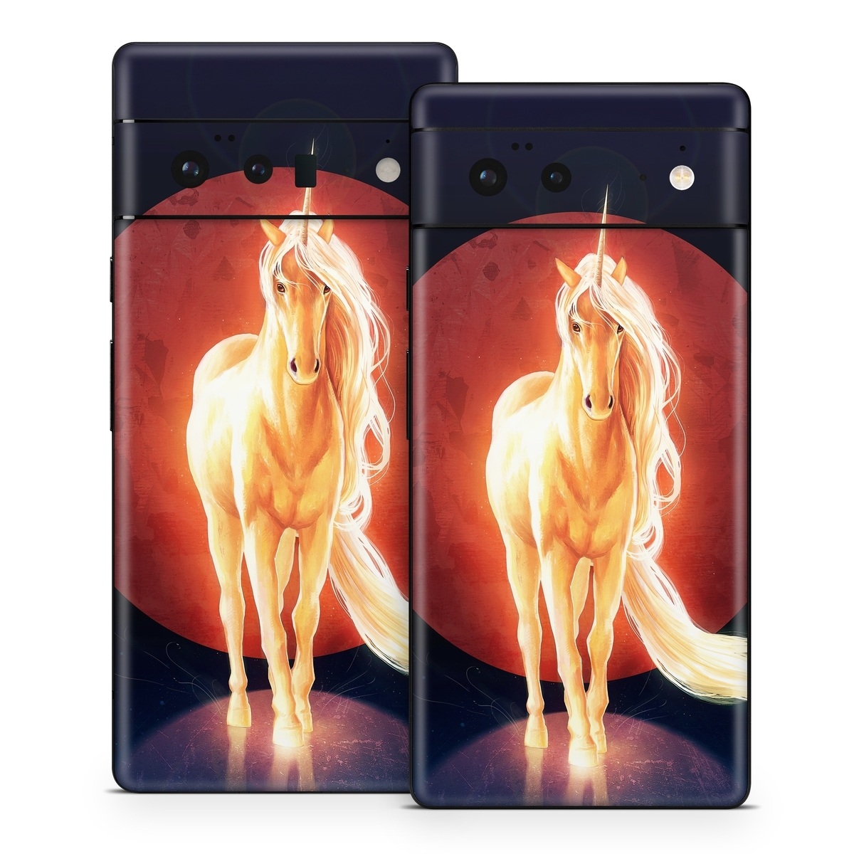 Google Pixel 6 Series Skin design of Hair, Horse, Human body, Jaw, Art, Entertainment, Heat, Neon, Flame, Tail, with black, red, orange, yellow, white, purple colors