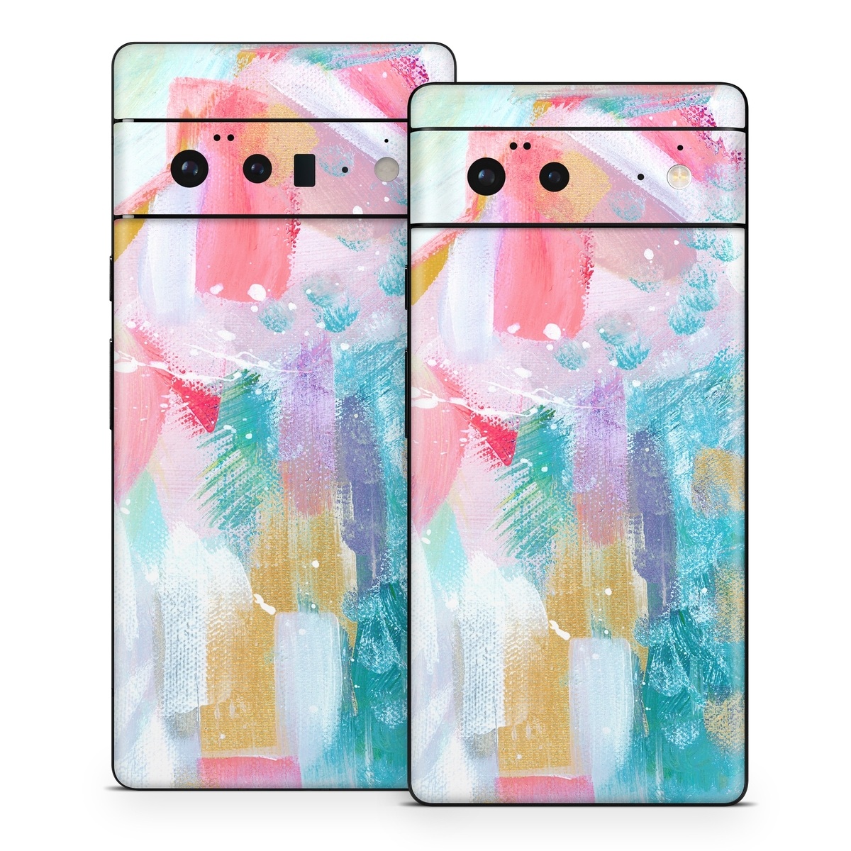 Google Pixel 6 Series Skin design of Colorfulness, Art paint, Paint, Pink, Creative arts, Art, Aqua, Magenta, Tints and shades, Font, with white, blue, pink, purple, green, yellow colors