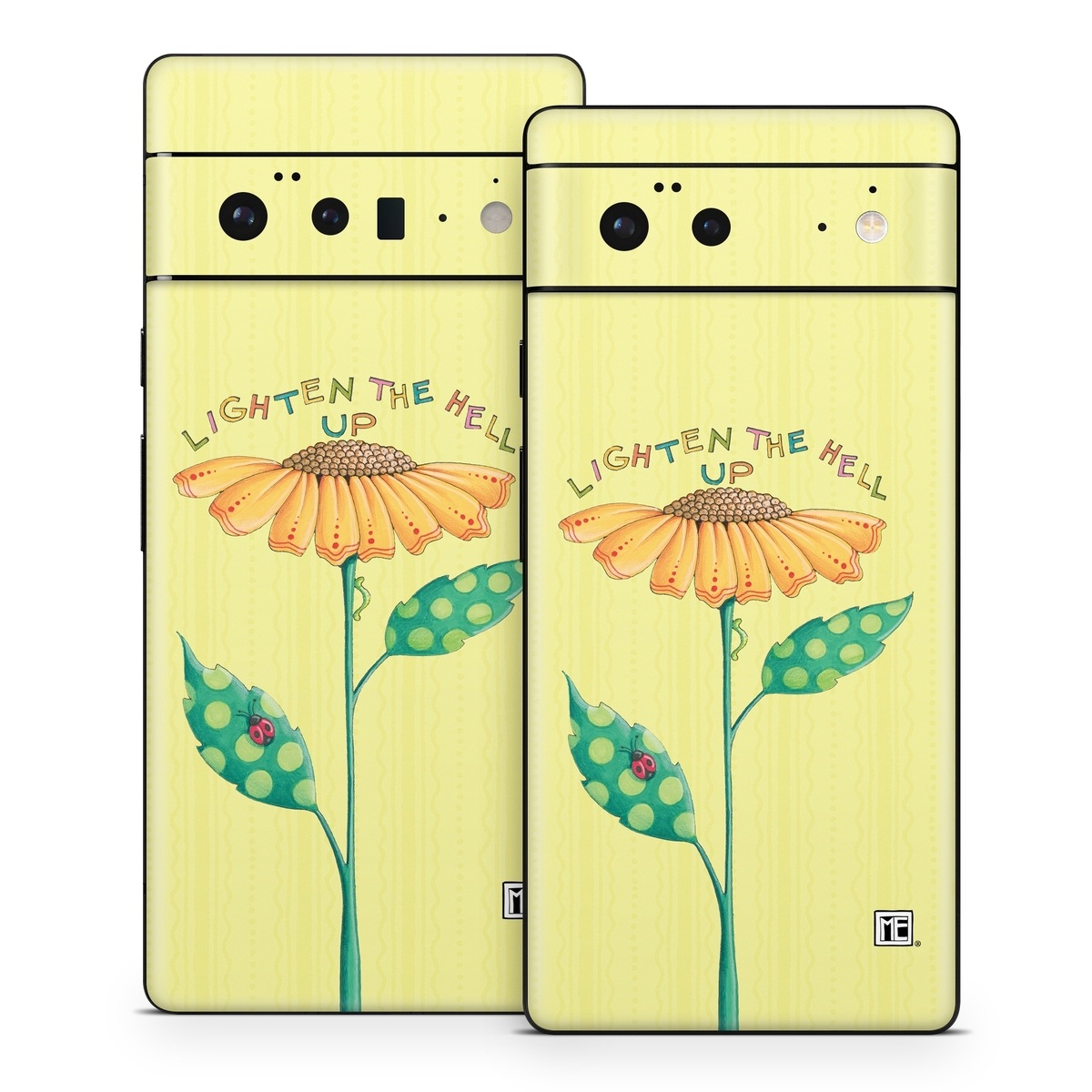 Google Pixel 6 Series Skin design of Flower, Plant, Botany, Flowering plant, Illustration, Wildflower, Daisy family, Coneflower, Pedicel, with yellow, green, red, black, orange, blue colors