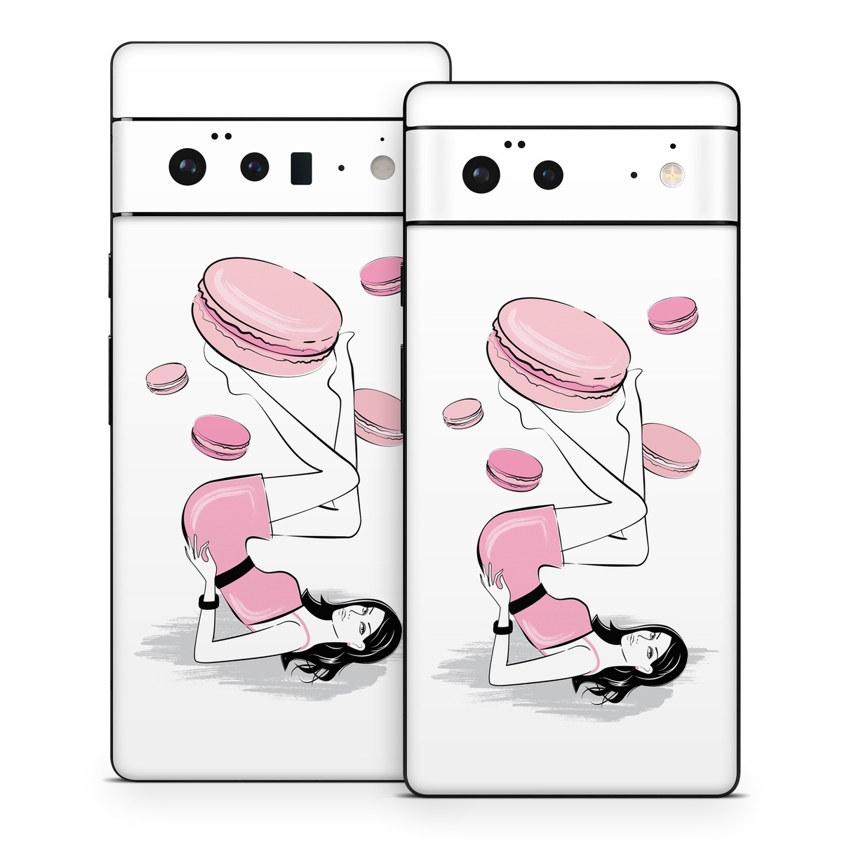 Google Pixel 6 Series Skin design of Gesture, Pink, Cartoon, Happy, Art, Red, Font, Elbow, Magenta, Thumb, with white, black, pink, gray colors