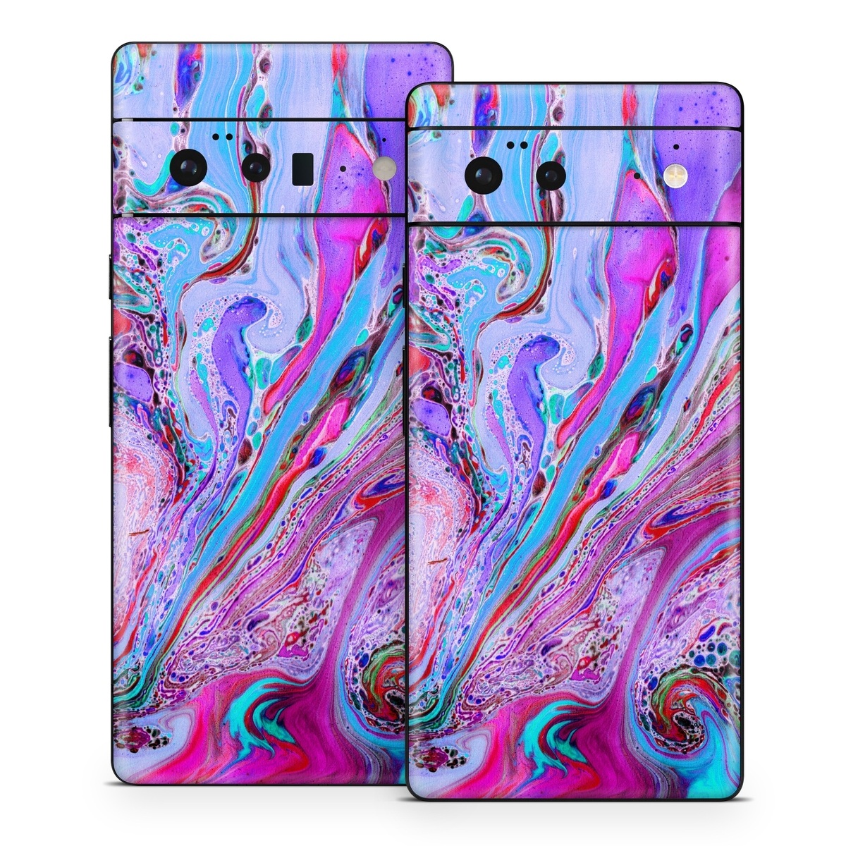 Google Pixel 6 Series Skin design of Pink, Purple, Pattern, Design, Visual arts, Art, Psychedelic art, Magenta, Acrylic paint, Colorfulness, with pink, purple, blue, green colors