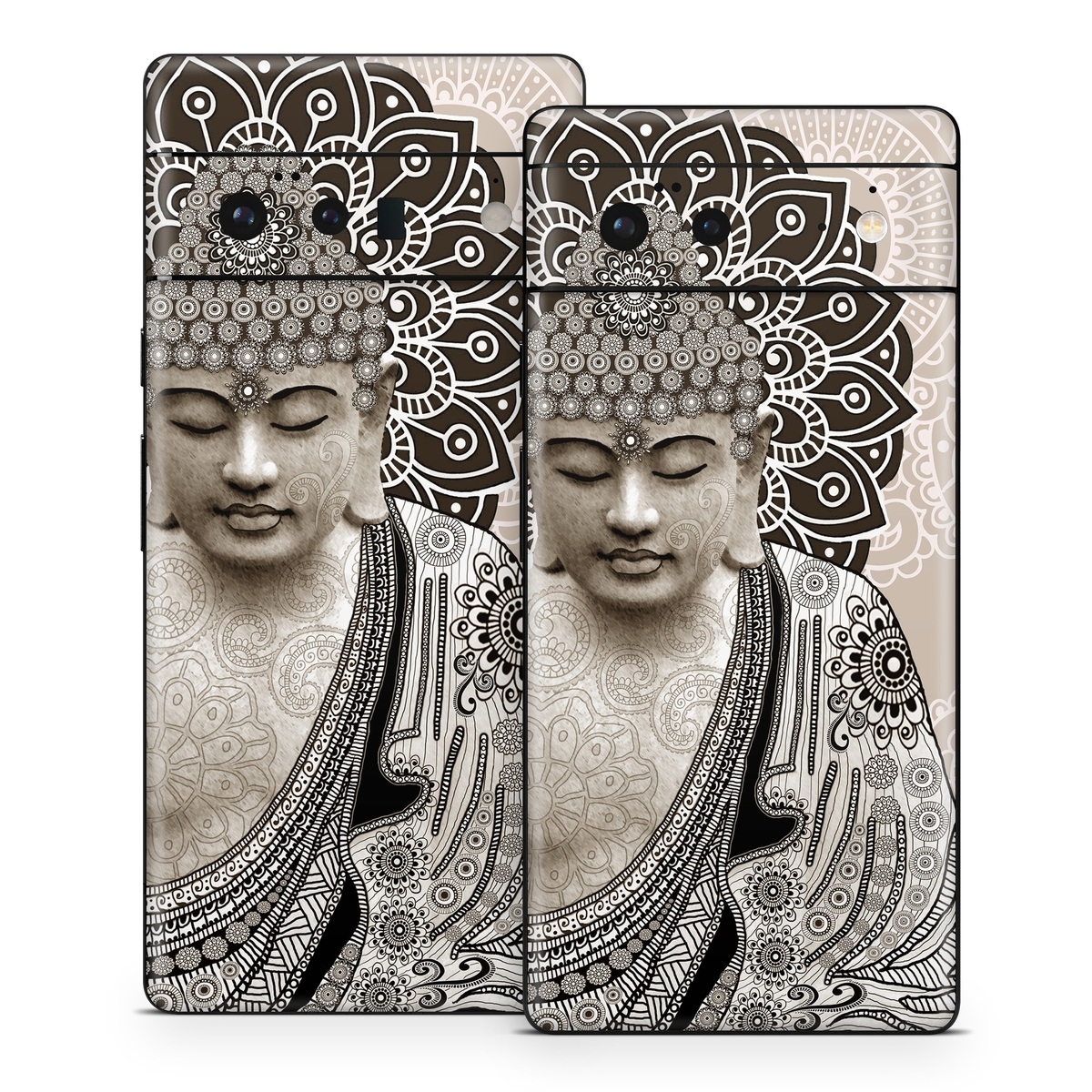 Google Pixel 6 Series Skin design of Head, Illustration, Art, Visual arts, Design, Pattern, Stock photography, Drawing, Black-and-white, Tradition, with gray, black, green, red colors