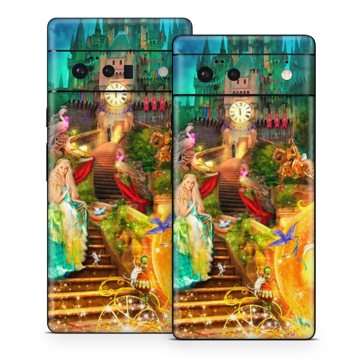 Google Pixel 6 Series Skin design of Mythology, Adventure game, World, Fictional character, Theatrical scenery, Art, with yellow, orange, blue, green, red, purple, white, black colors