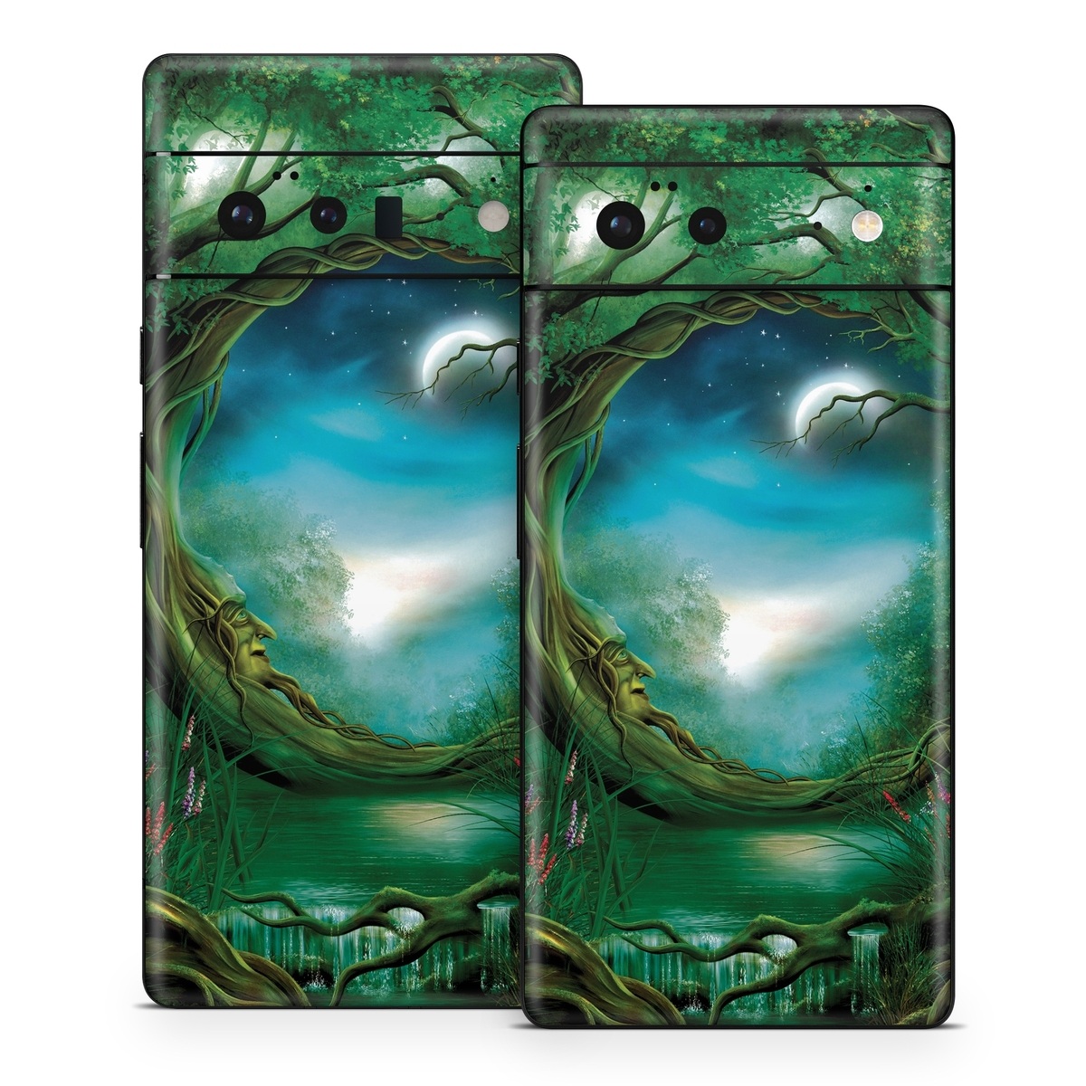 Google Pixel 6 Series Skin design of Fractal art, Art, Organism, Fictional character, Earth, Cg artwork, with black, blue, green, gray colors