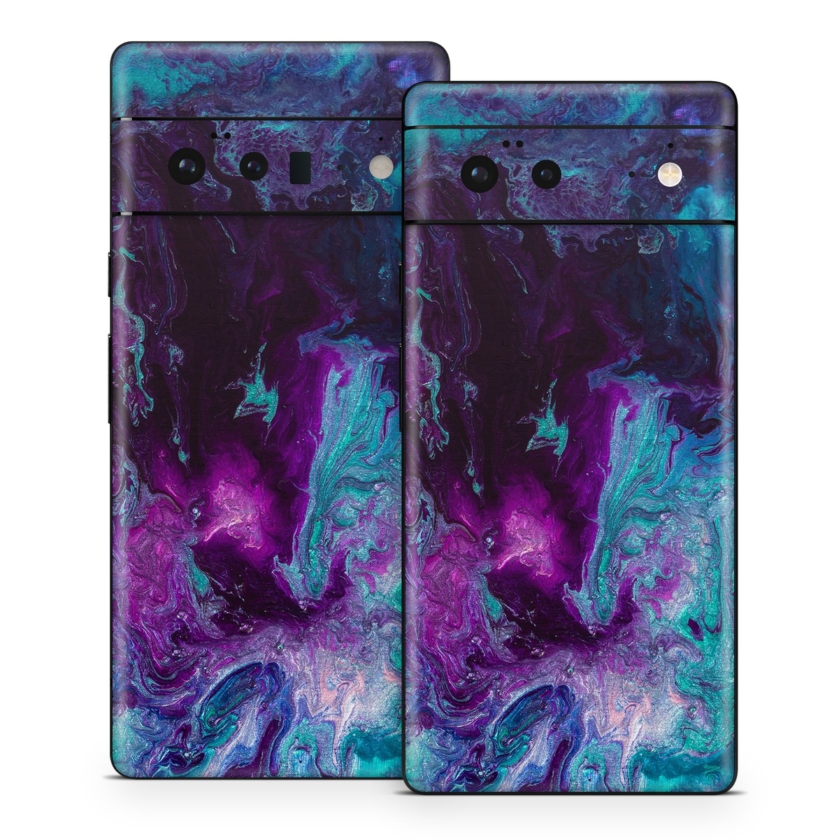 Google Pixel 6 Series Skin design of Blue, Purple, Violet, Water, Turquoise, Aqua, Pink, Magenta, Teal, Electric blue, with blue, purple, black colors