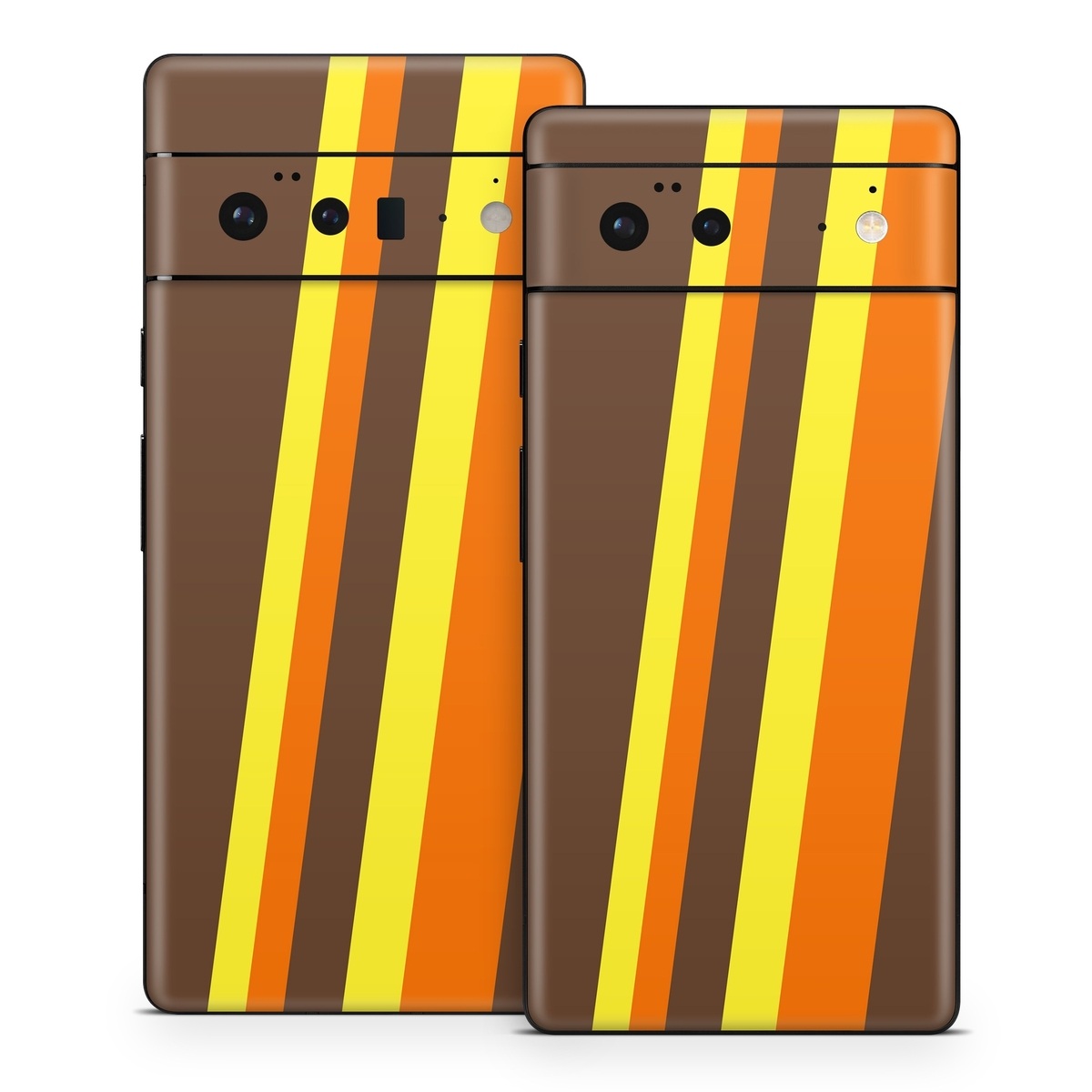 Google Pixel 6 Series Skin design of Orange, Yellow, Line, Brown, Font, Material property, Graphic design, Pattern, Parallel, with brown, orange, yellow colors