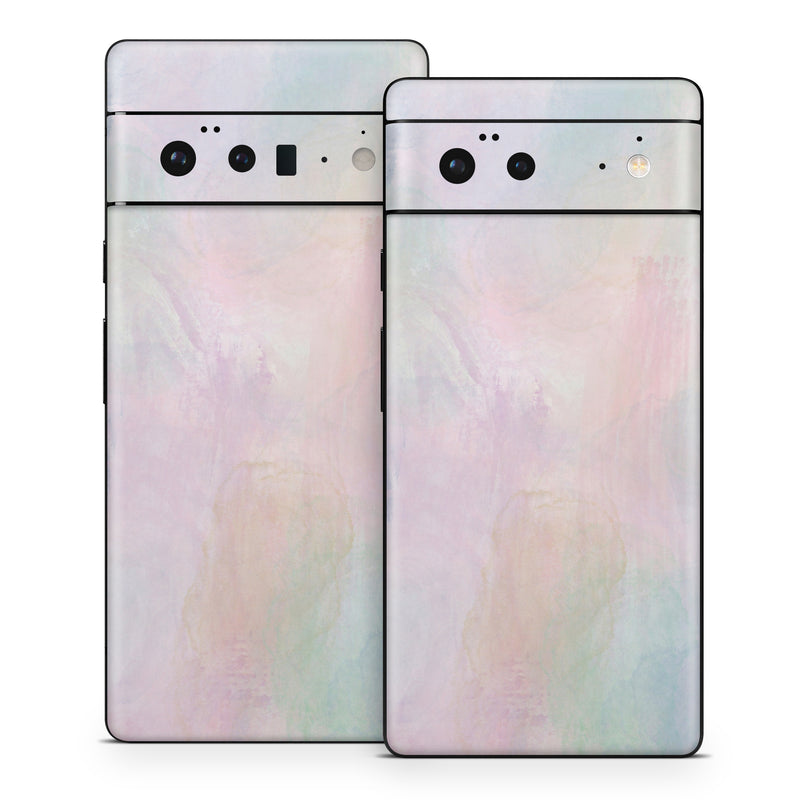 Google Pixel 6 Series Skin design of White, Pink, Brown, Visual arts, Art Paint, Purple, Painting, Paint, Watercolor painting, Acrylic paint, with blue, pink, white, yellow, orange, green colors