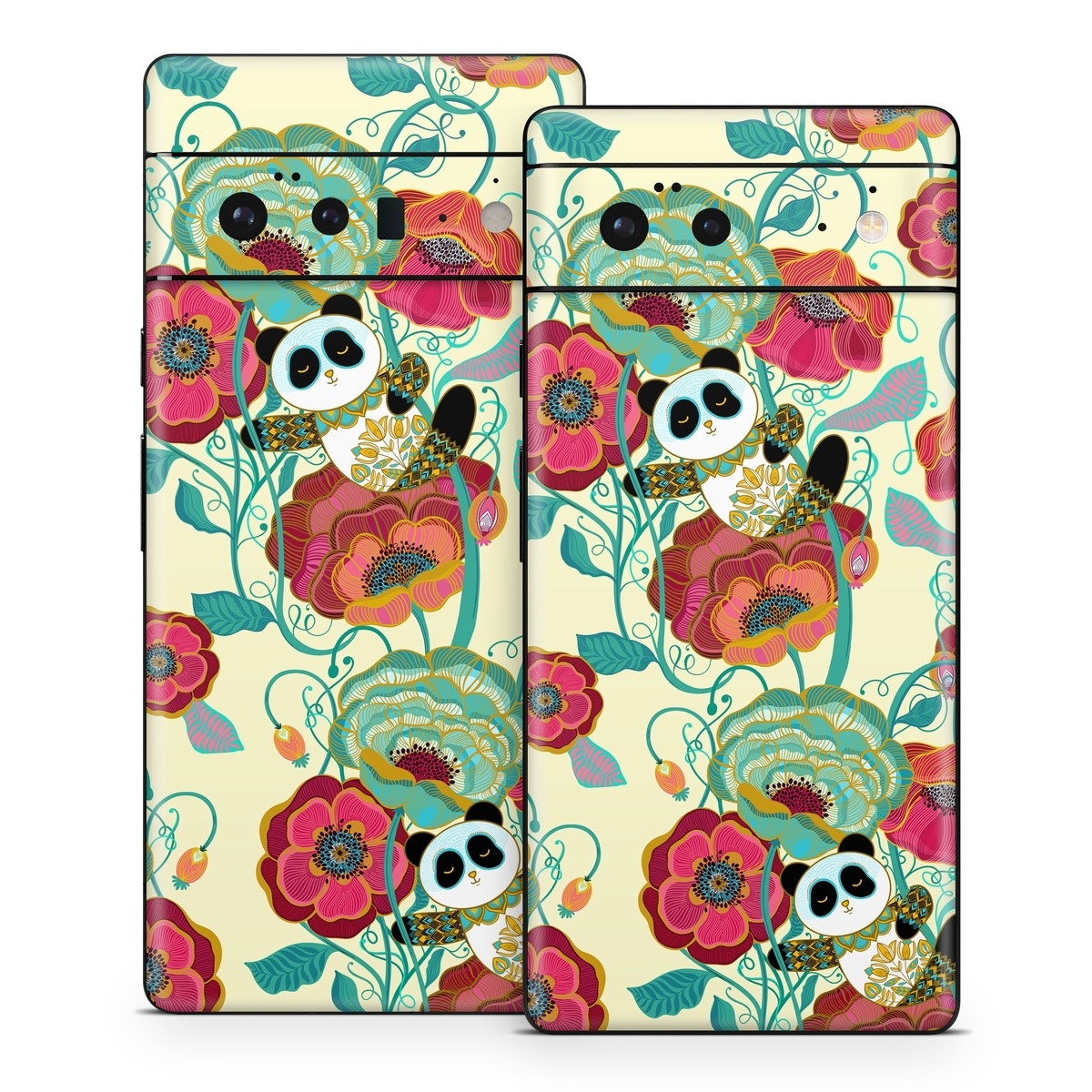Google Pixel 6 Series Skin design of Plant, Product, Green, Botany, Art, Flower, Pink, Rectangle, Red, Aqua, with white, red, pink, yellow, green, blue, black colors