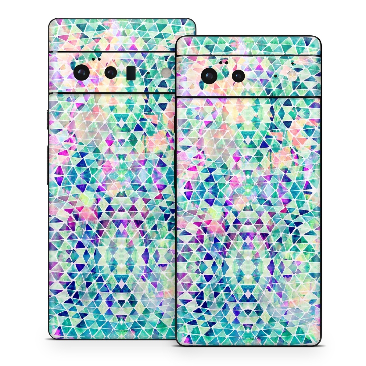 Google Pixel 6 Series Skin design of Pattern, Aqua, Line, Teal, Purple, Turquoise, Design, with white, blue, purple, orange, green colors