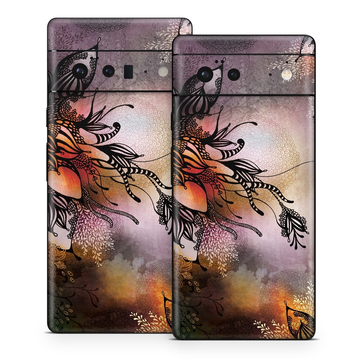 Google Pixel 6 Series Skin design of Illustration, Graphic design, Cg artwork, Art, Fictional character, Graphics, Visual arts, Darkness, with black, gray, red, green, purple colors