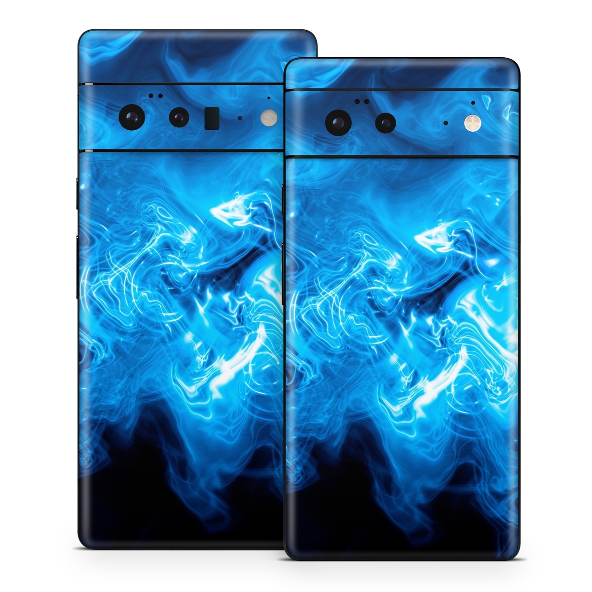 Google Pixel 6 Series Skin design of Blue, Water, Electric blue, Organism, Pattern, Smoke, Liquid, Art, with blue, black, purple colors