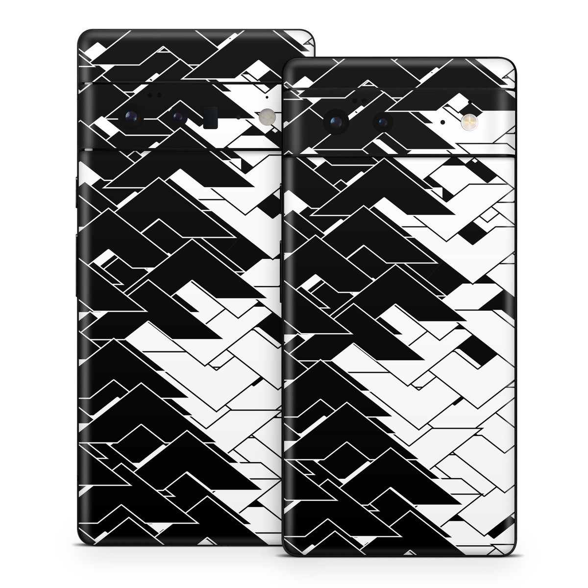 Google Pixel 6 Series Skin design of Pattern, Black, Black-and-white, Monochrome, Monochrome photography, Line, Design, Parallel, Font, with black, white colors
