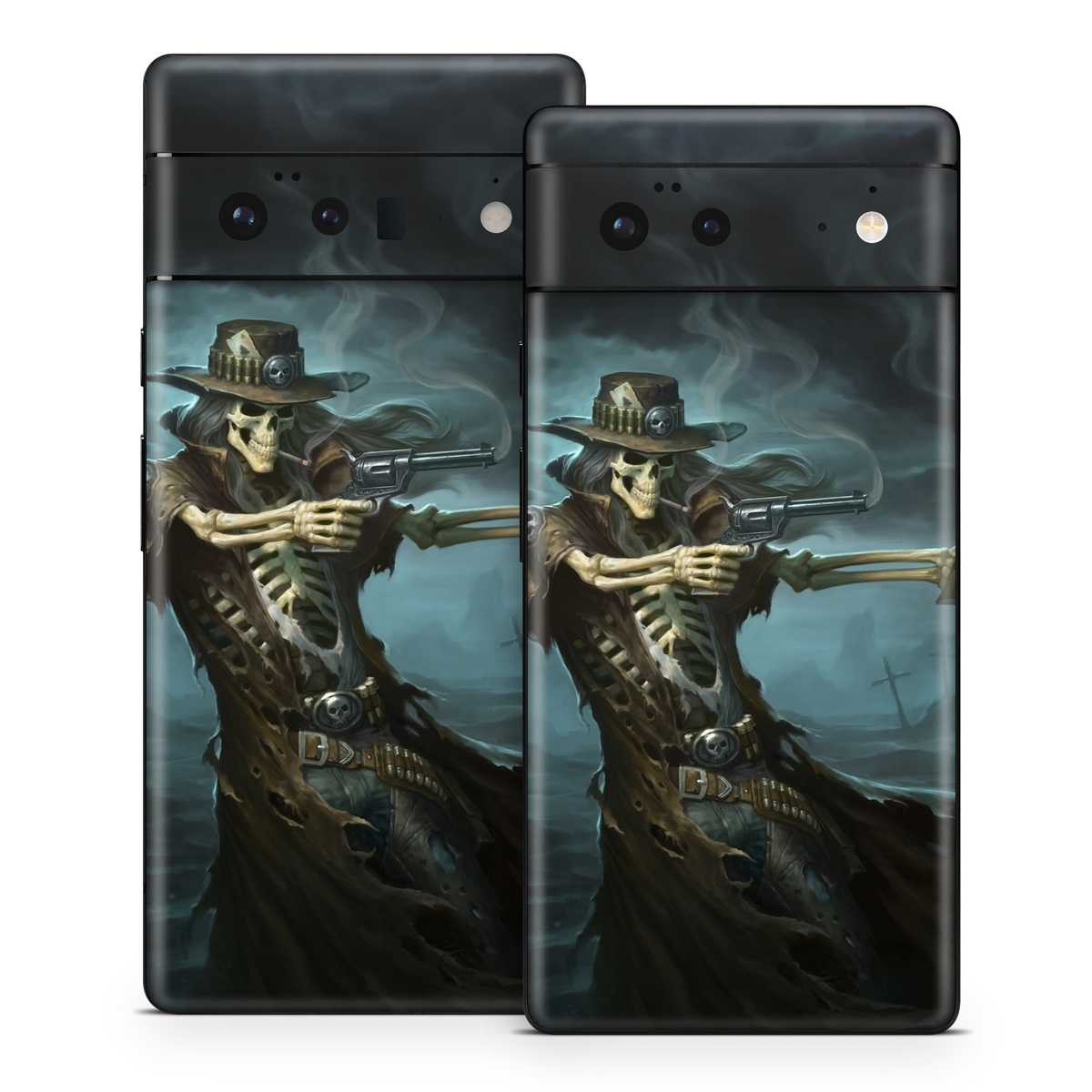 Google Pixel 6 Series Skin design of Cg artwork, Action-adventure game, Darkness, Illustration, Games, Adventure game, Pc game, Woman warrior, Digital compositing, Fictional character, with black, white, blue, gray colors
