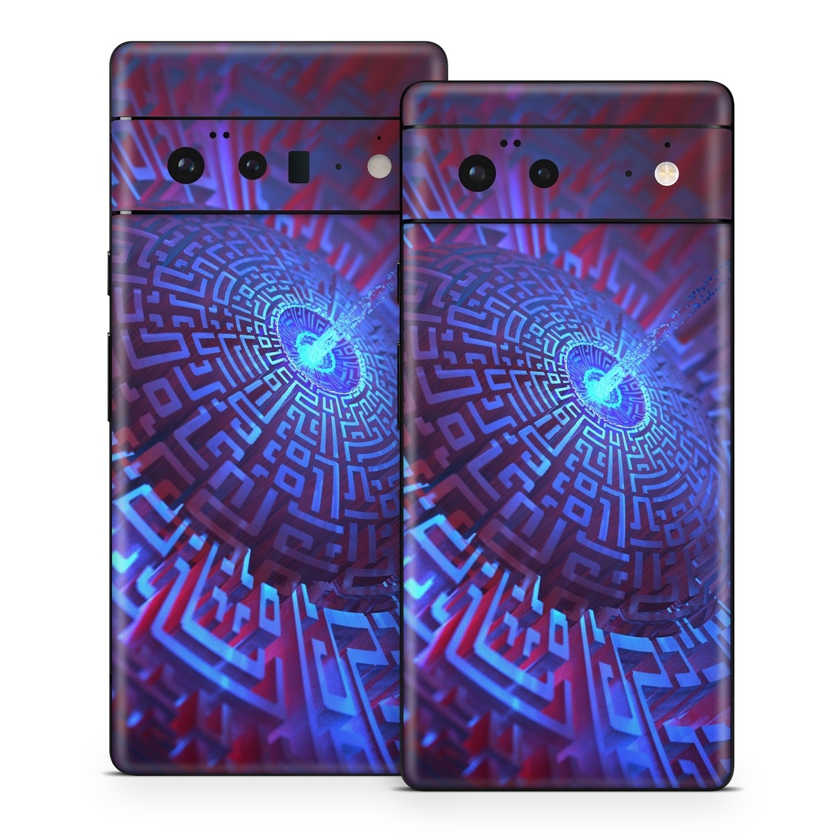 Google Pixel 6 Series Skin design of Blue, Light, Fractal art, Electric blue, Purple, Water, Psychedelic art, Organism, Art, Spiral, with black, blue colors