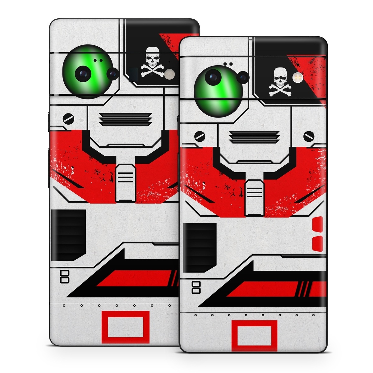 Google Pixel 6 Series Skin design of Floppy disk, Technology, Electric red, Fictional character, with white, red, black, gray colors