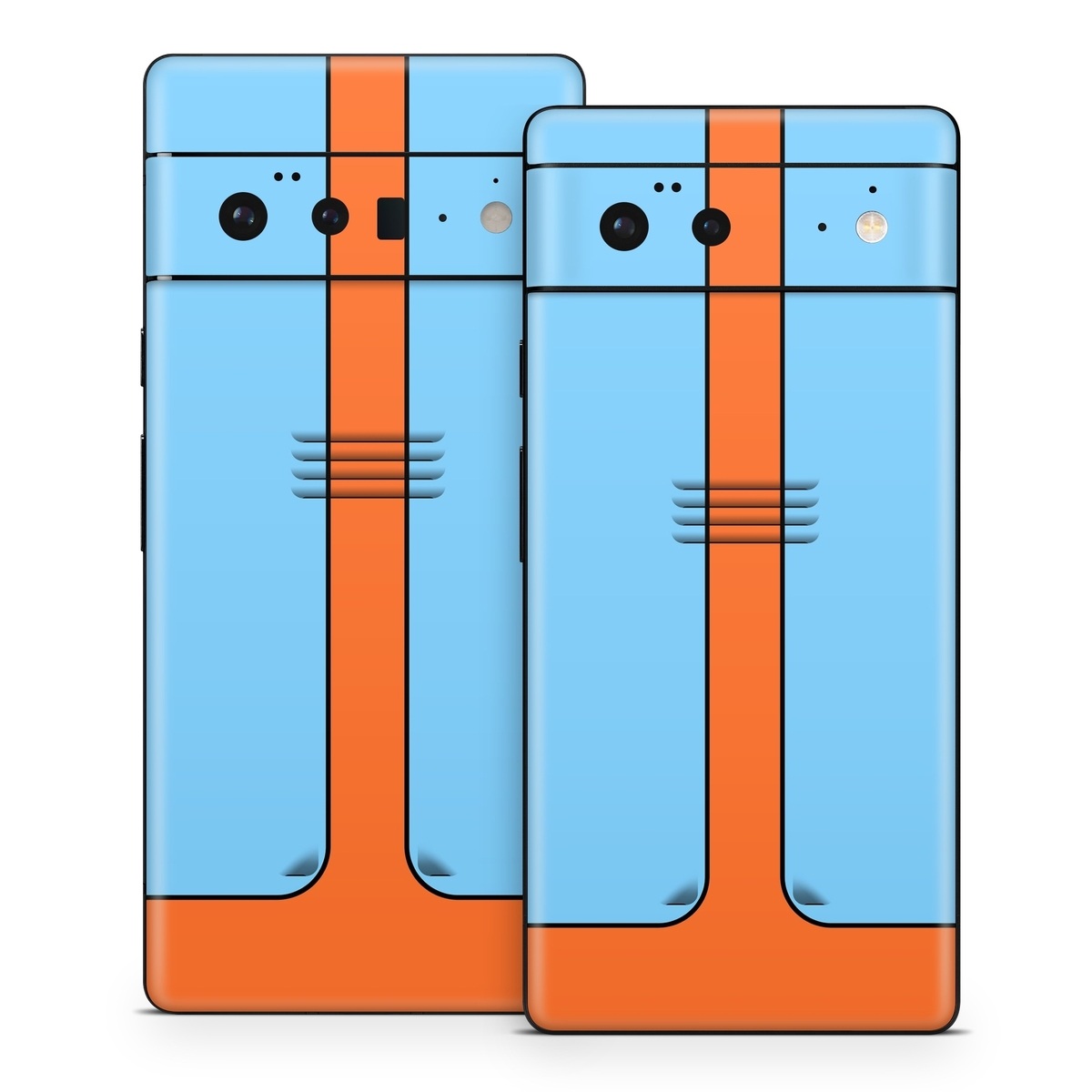 Google Pixel 6 Series Skin design of Line, with blue, orange, black colors