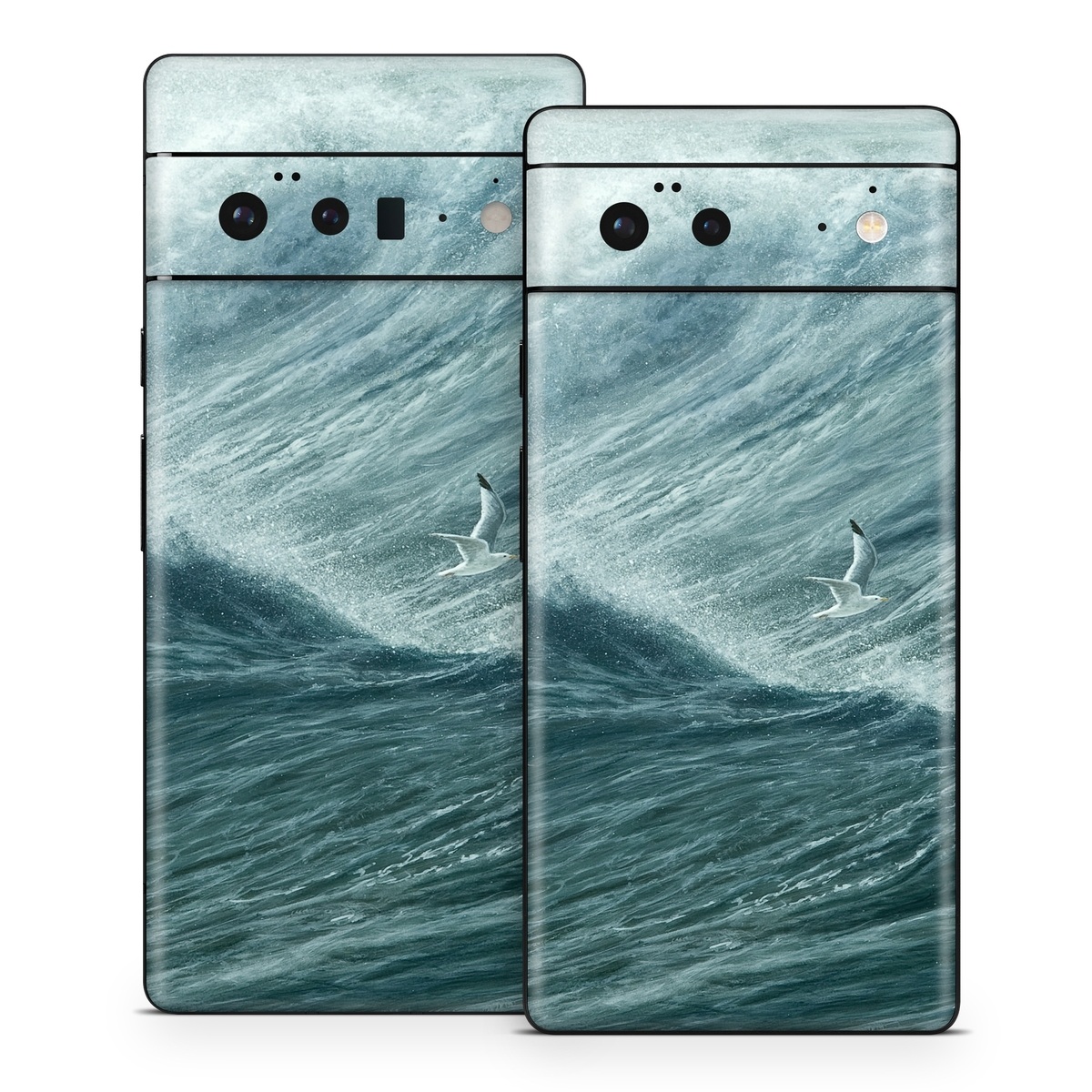 Google Pixel 6 Series Skin design of Wave, Wind wave, Tide, Sea, Ocean, Water, Sky, Wind, Tsunami, Surfing, with blue, white colors