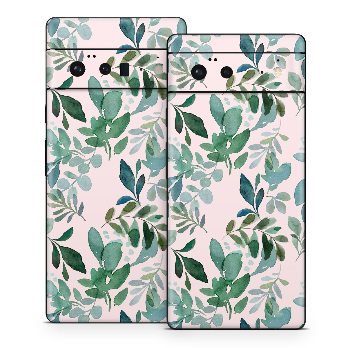 Google Pixel 6 Series Skin design of Pattern, Green, Leaf, Design, Plant, Tree, Military camouflage, with white, green, blue colors
