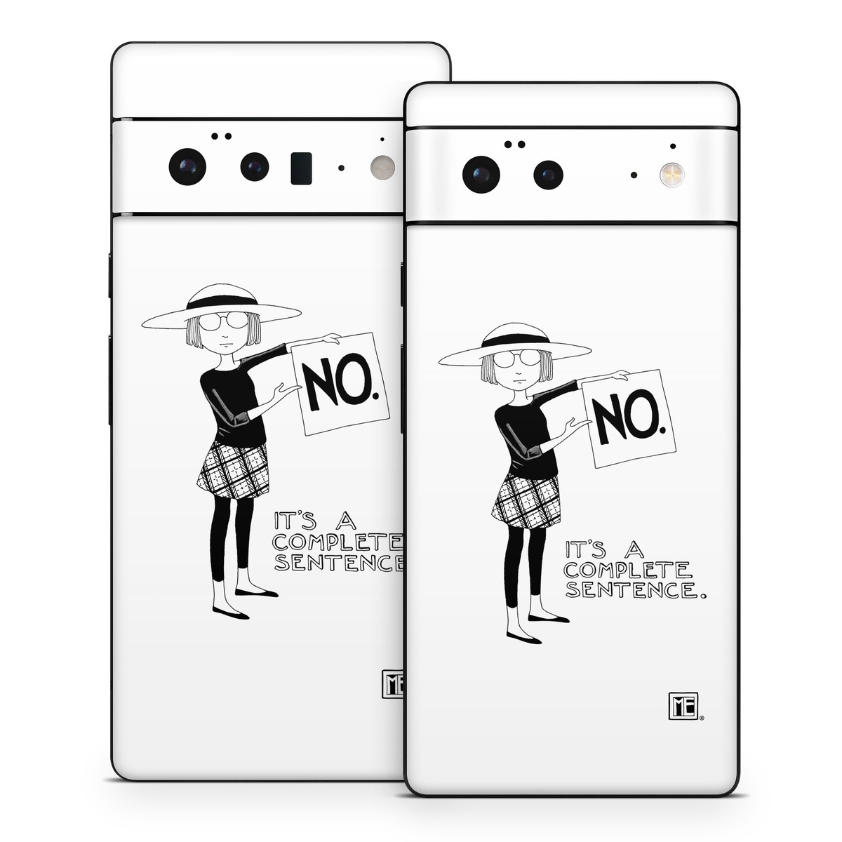 Google Pixel 6 Series Skin design of Cartoon, Illustration, Design, Font, Black-and-white, Pattern, Style, with white, black colors