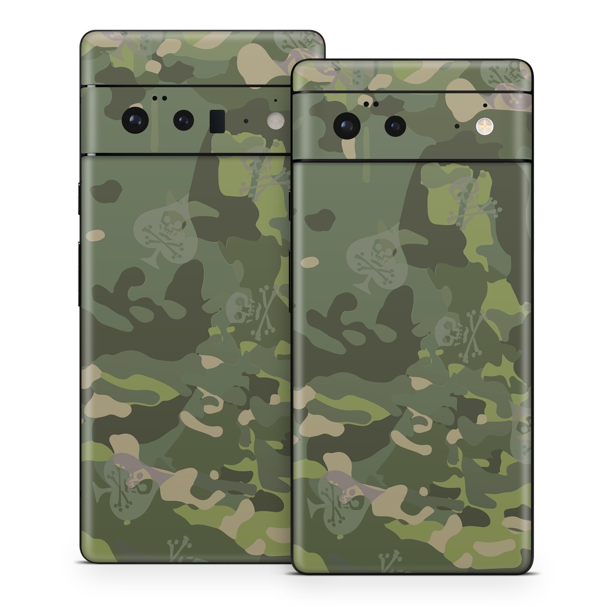 Google Pixel 6 Series Skin design of Military camouflage, Pattern, Camouflage, Uniform, Clothing, Green, Design, Leaf, Plant, Illustration, with green, brown colors