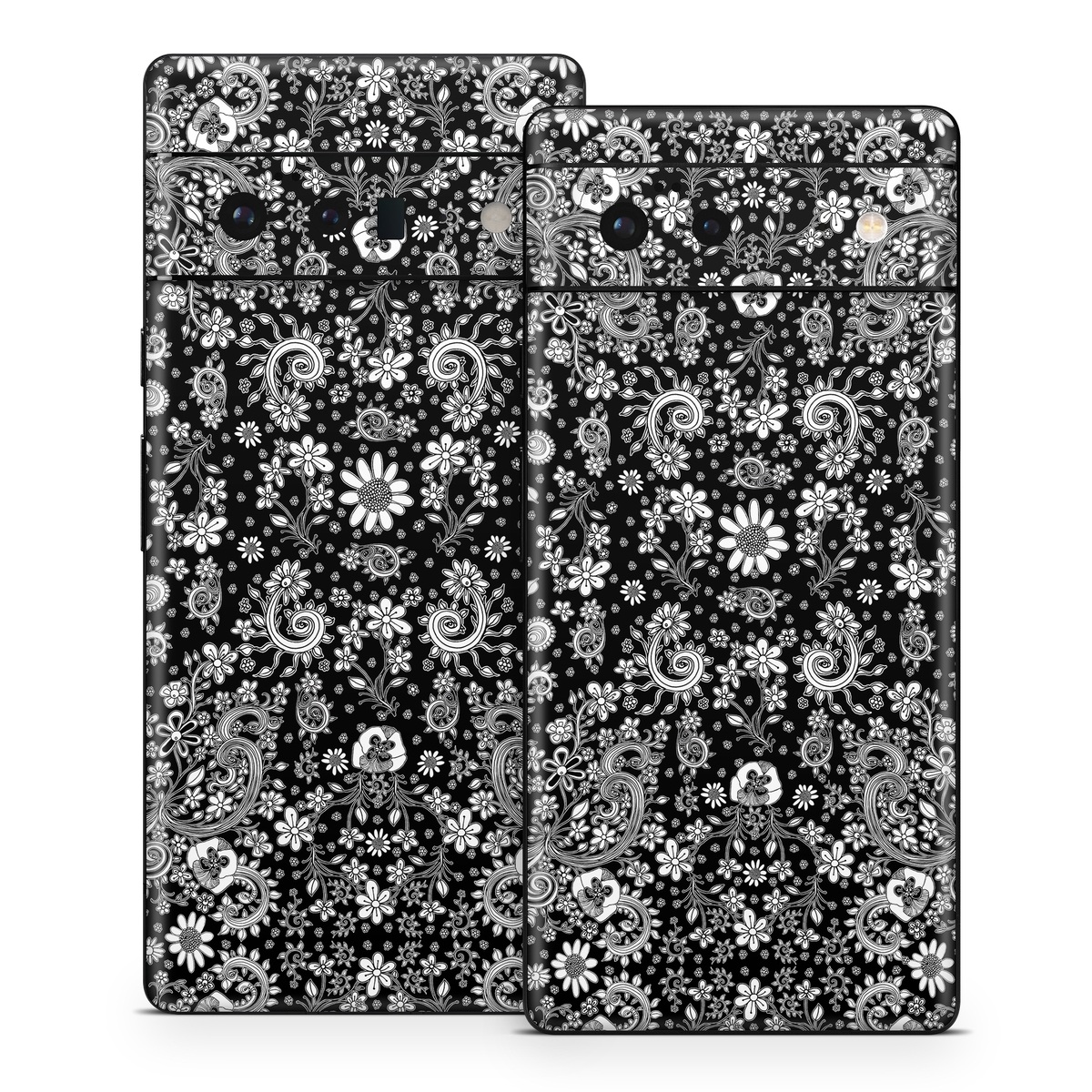Google Pixel 6 Series Skin design of Pattern, Monochrome, Design, Black-and-white, Visual arts, Textile, Motif, Monochrome photography, Symmetry, with black, white colors