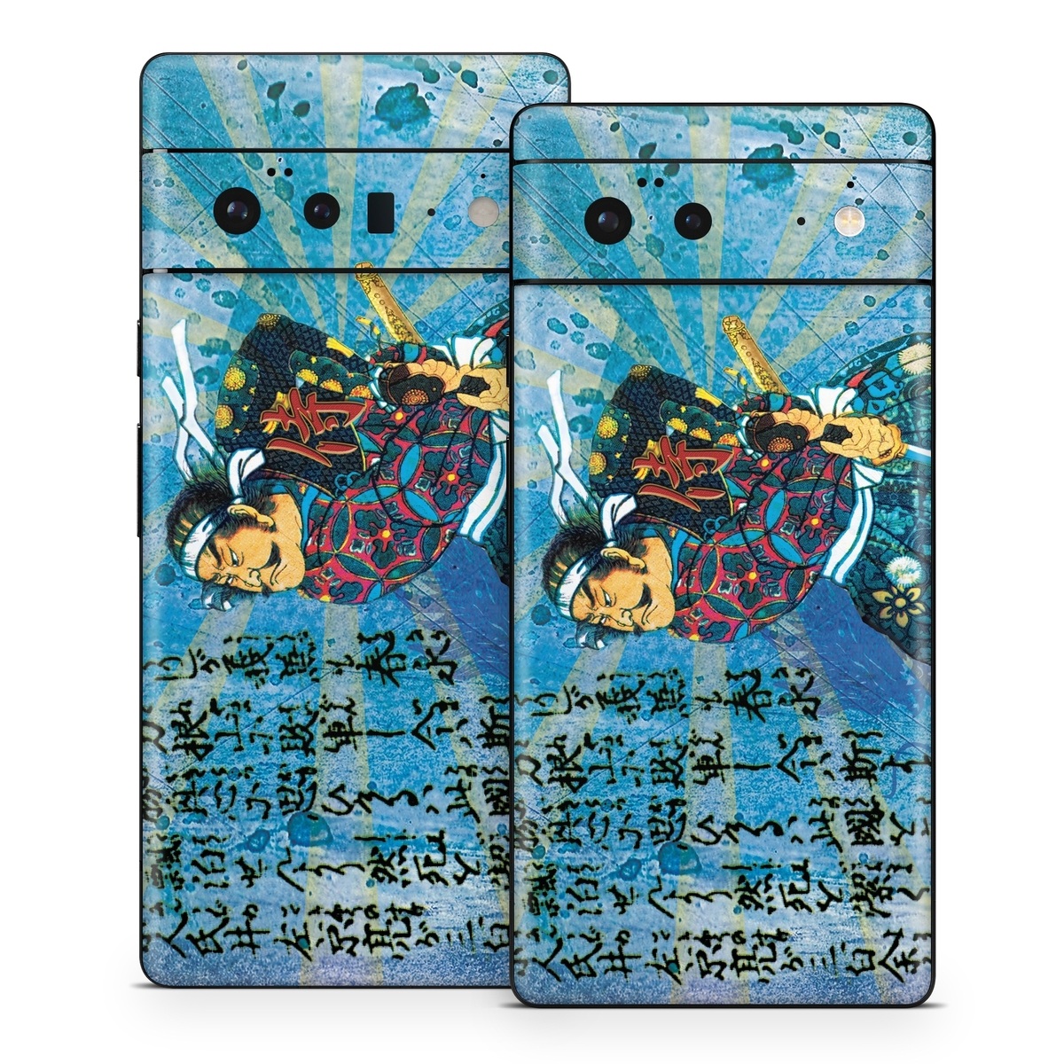 Google Pixel 6 Series Skin design of Art, Illustration, Painting, with blue, black, gray, green, red colors