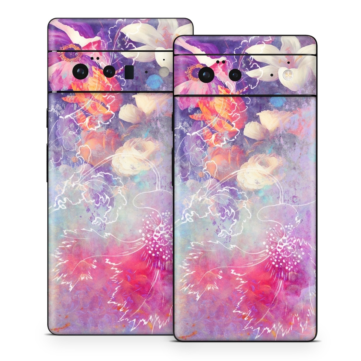 Google Pixel 6 Series Skin design of Purple, Violet, Pink, Graphic design, Illustration, Sky, Art, Design, Watercolor paint, Graphics, with purple, white, red, orange, blue colors