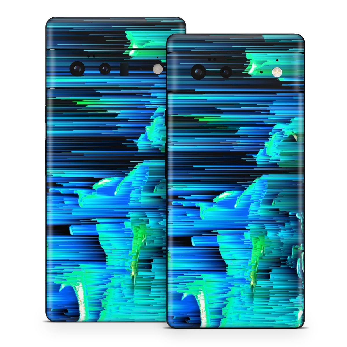 Google Pixel 6 Series Skin design of Blue, Green, Turquoise, Light, Colorfulness, Electric blue, with blue, green, black, white colors