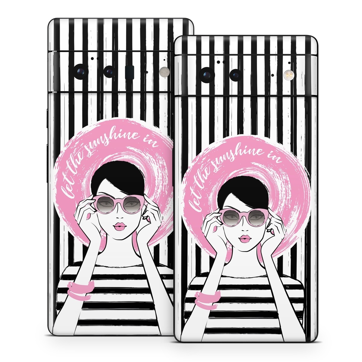 Google Pixel 6 Series Skin design of Organ, Vision care, Purple, Pink, Violet, Font, Eyewear, Magenta, Line, Art, with black, white, pink, gray colors