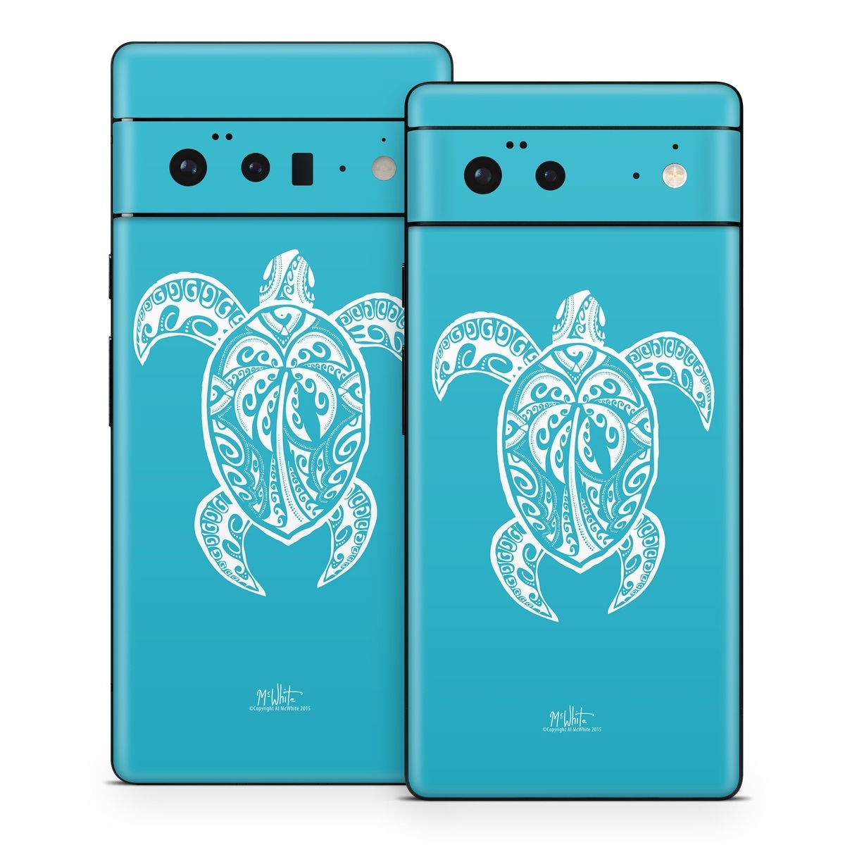 Google Pixel 6 Series Skin design of Sea turtle, Turtle, Green sea turtle, Reptile, Illustration, with blue, white colors