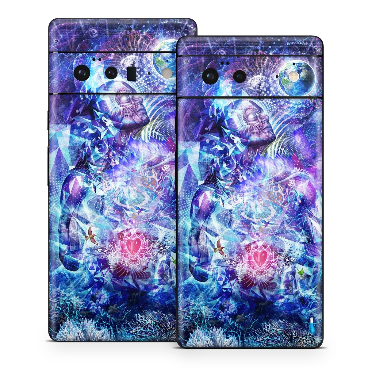 Google Pixel 6 Series Skin design of Blue, Purple, Violet, Lavender, Majorelle blue, Psychedelic art, Electric blue, Organism, Art, Design, with blue, green, purple, red, pink colors