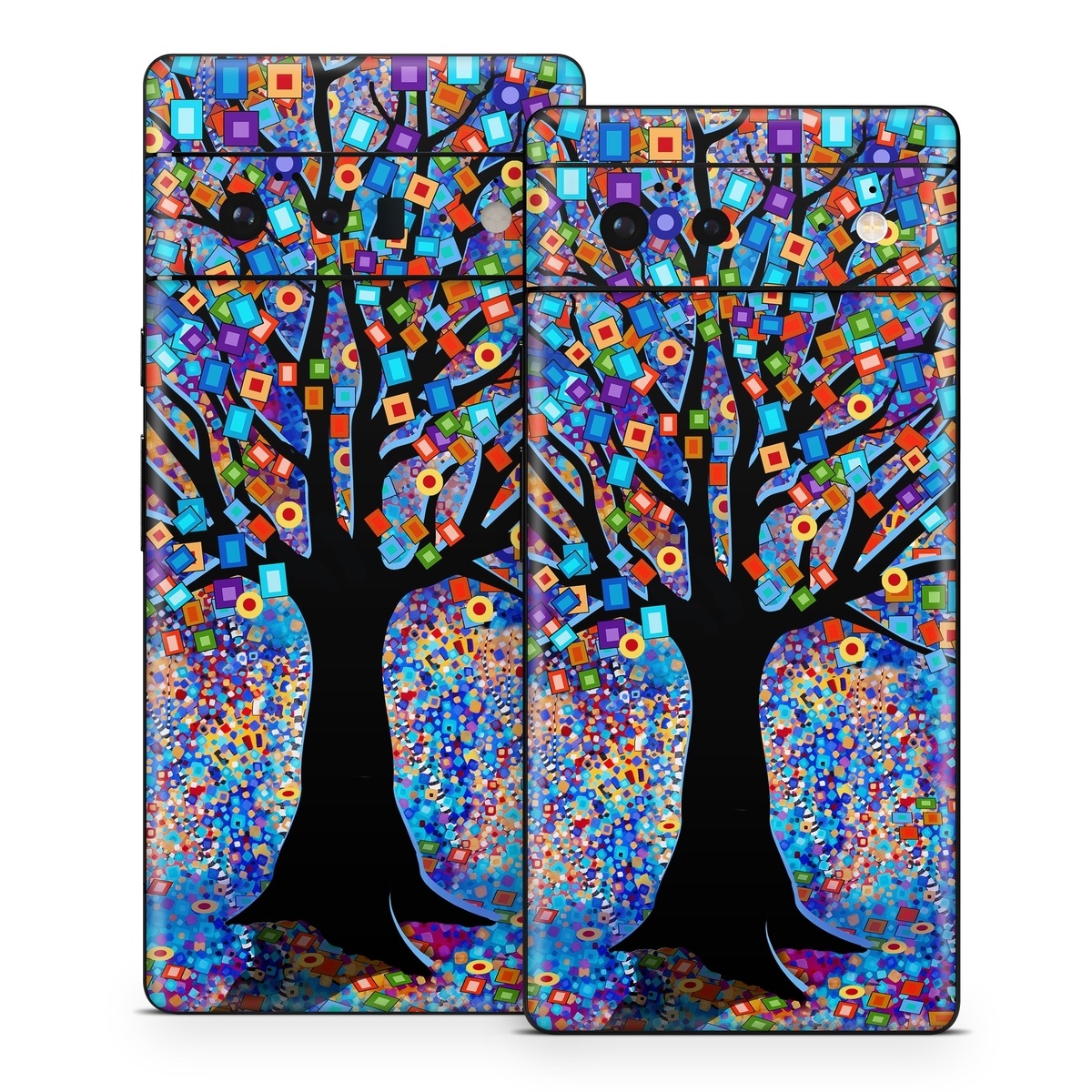 Google Pixel 6 Series Skin design of Psychedelic art, Modern art, Art, with black, blue, red, orange, yellow, green, purple colors