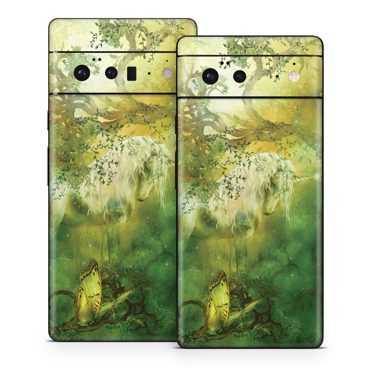 Google Pixel 6 Series Skin design of Nature, Green, Painting, Art, Visual arts, Watercolor paint, Illustration, Modern art, Still life, with green, black, gray colors