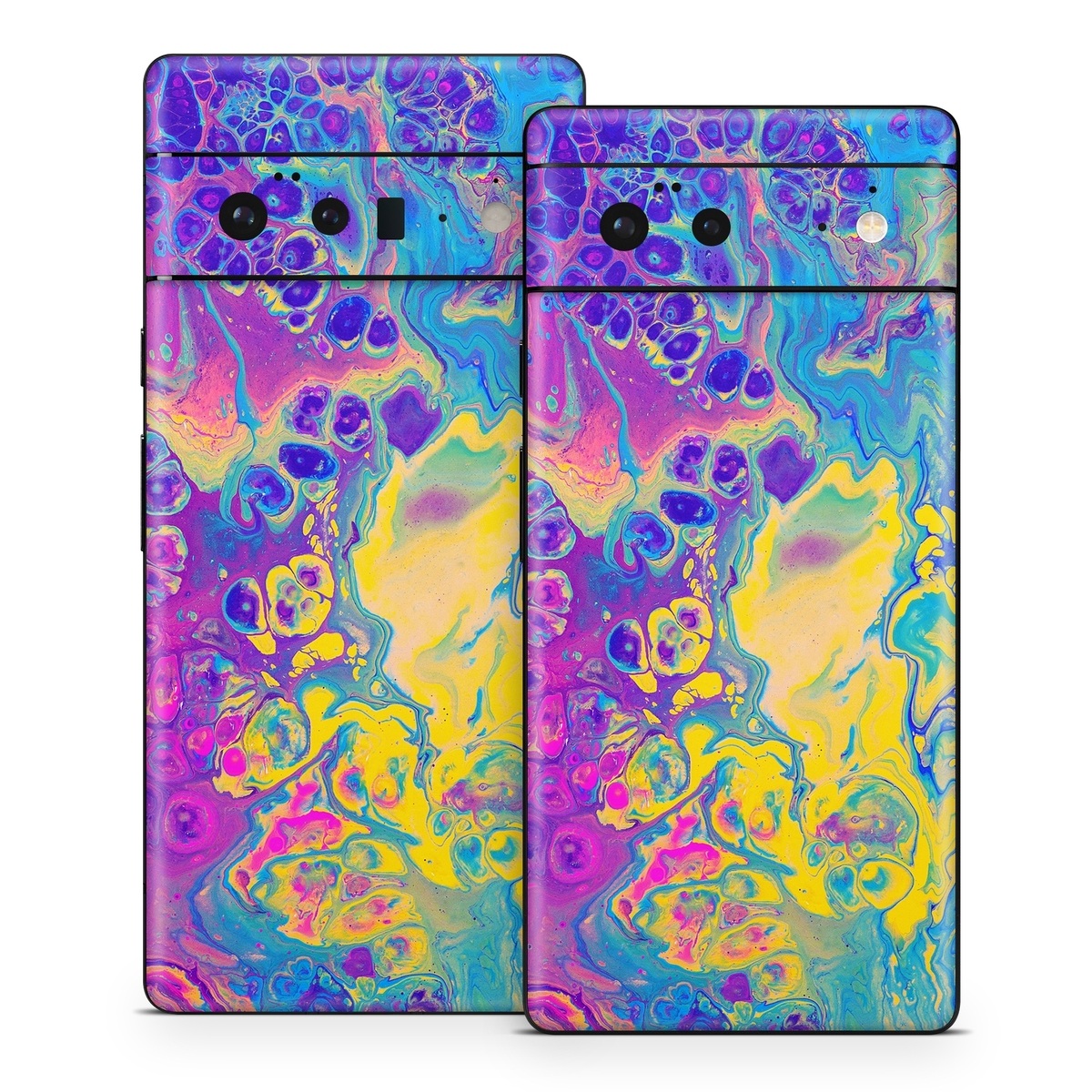 Google Pixel 6 Series Skin design of Psychedelic art, Pattern, Purple, Visual arts, Design, Art, Fractal art, Electric blue, Graphic design, Graphics, with blue, yellow, purple, pink colors