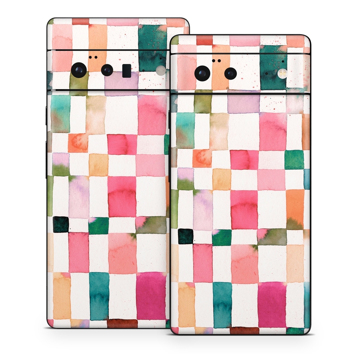 Google Pixel 6 Series Skin design of Brown, Rectangle, Product, Textile, Art, Pink, Line, Aqua, Magenta, Symmetry, with white, pink, green, red, blue, orange, purple colors