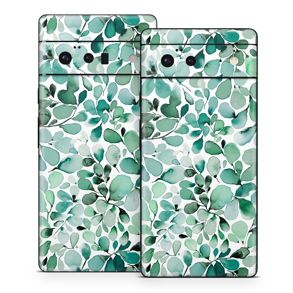 Google Pixel 6 Series Skin design of Azure, Line, Aqua, Pattern, Art, Symmetry, Electric blue, Circle, Creative arts, Terrestrial plant, with white, green, black colors